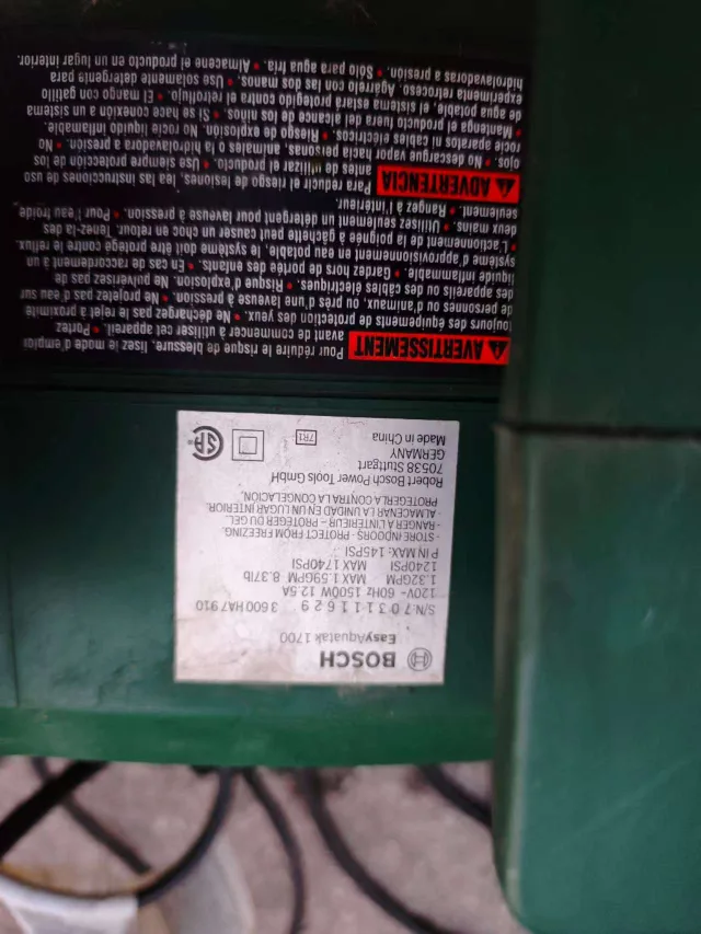 Bosch EasyAquatak 1700 Pressure Washer image indicator(5)