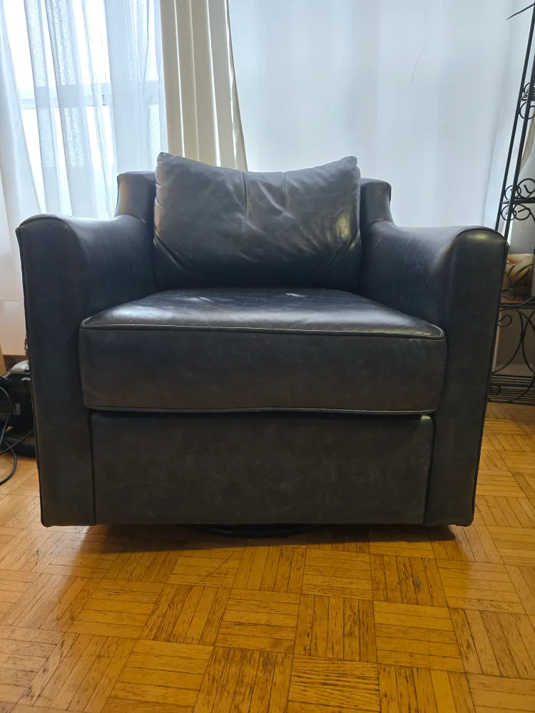 Leather Swivel Chair - Blue thumbnail