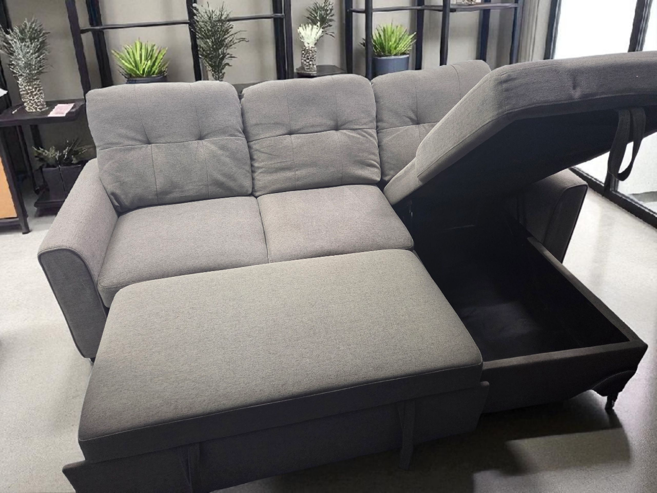 Grey Sectional Sofa with Storage Ottoman - photo 3