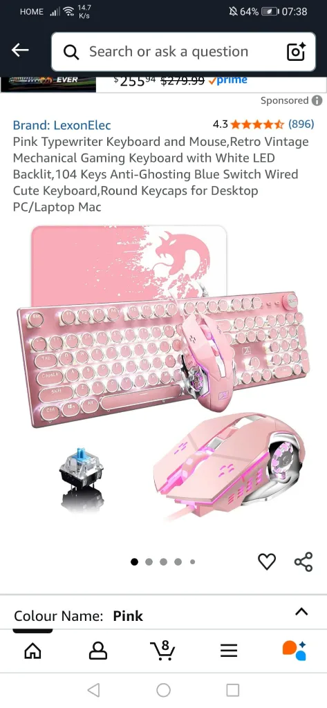 LexonElec Pink Typewriter Keyboard & Mouse Set thumbnail