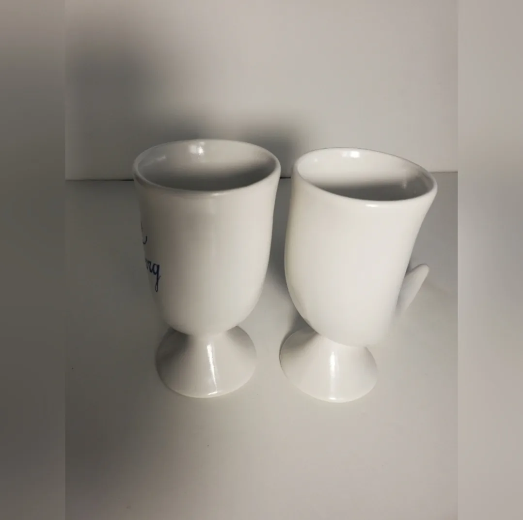 2 Vintage Tuborg Danish Mug White Beer Ceramic Drinking Horn image indicator(7)