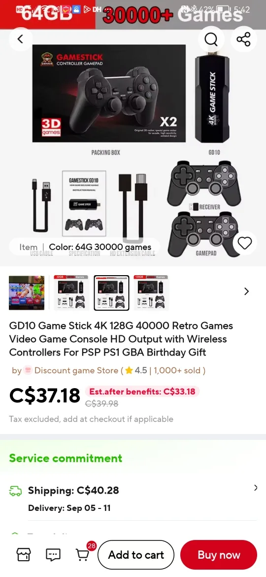 Gamestick GD10 4K Retro Game Console - 64GB thumbnail