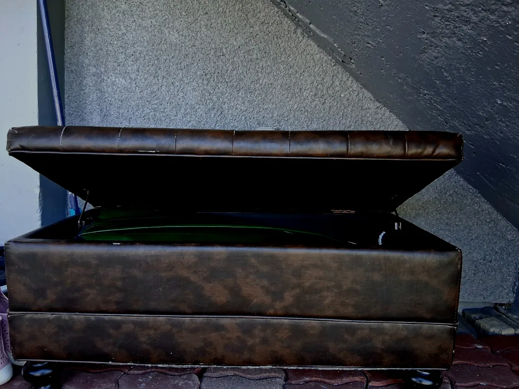 Brown Leather Storage Ottoman image indicator(2)