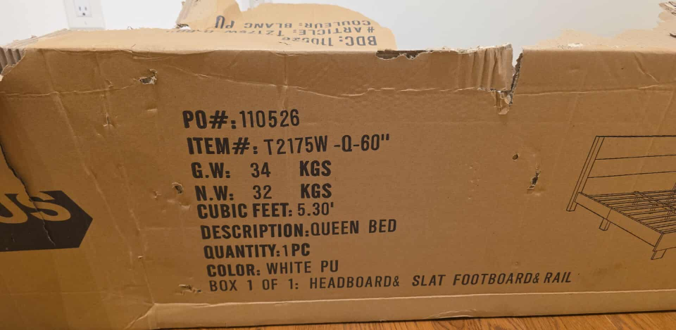 Queen Size White PU Bed Frame + Mattress- New in Box - photo 4