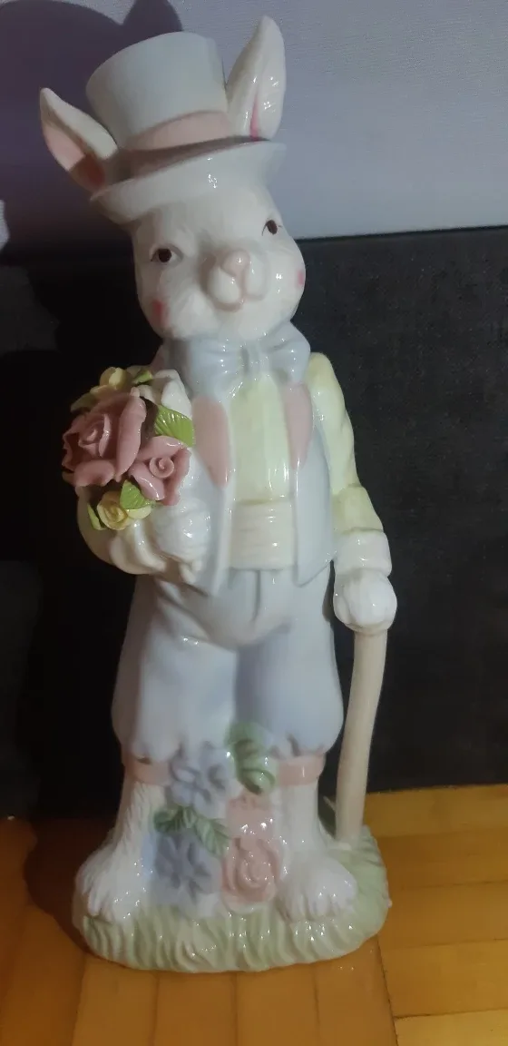 Vintage Uranium glazed Mr. Easter Bunny statue thumbnail