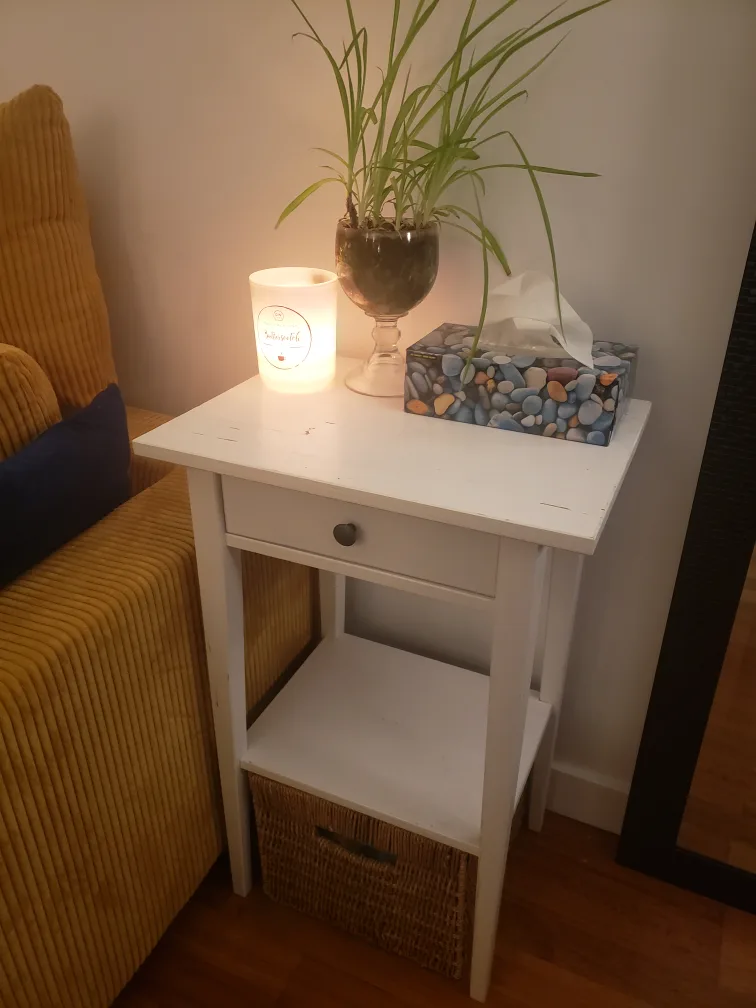 White Side Table with Drawer thumbnail