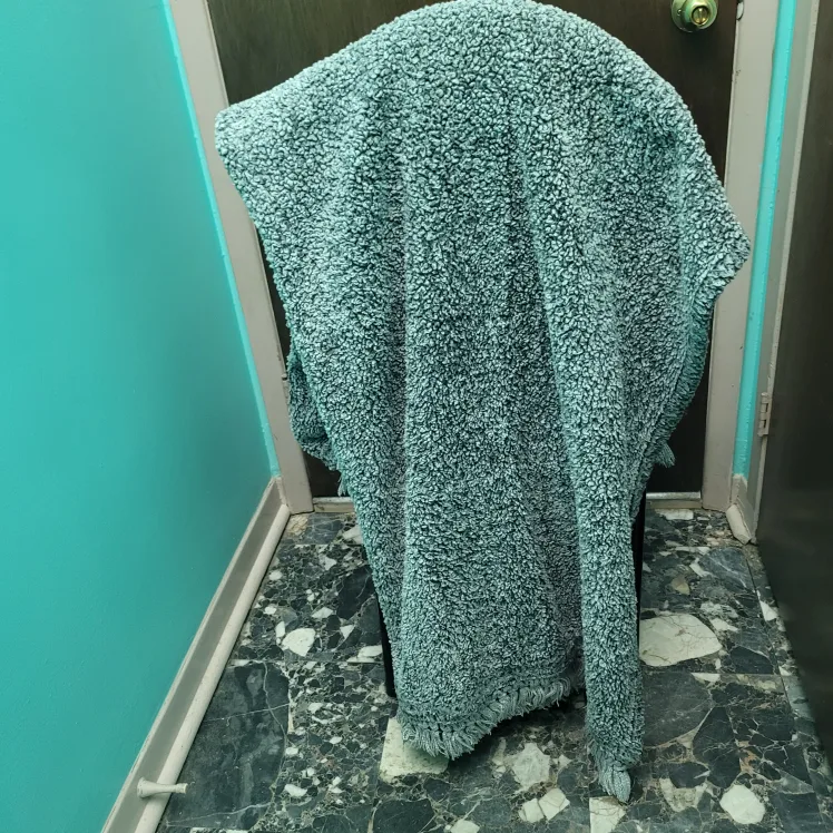 Grey Sherpa Throw Blanket with frills 60 x 45 inches thumbnail