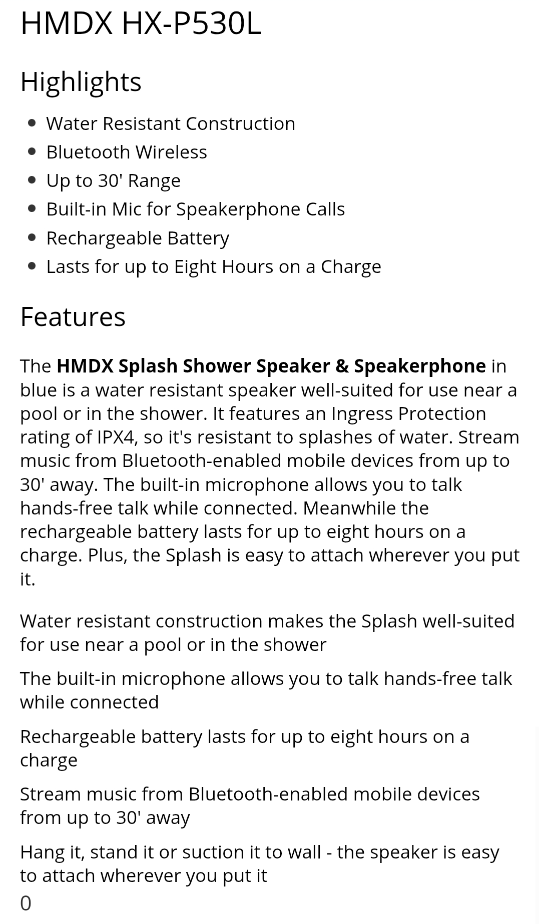 HMDX Jam Splash Shower Bluetooth Speaker - Blue - photo 5