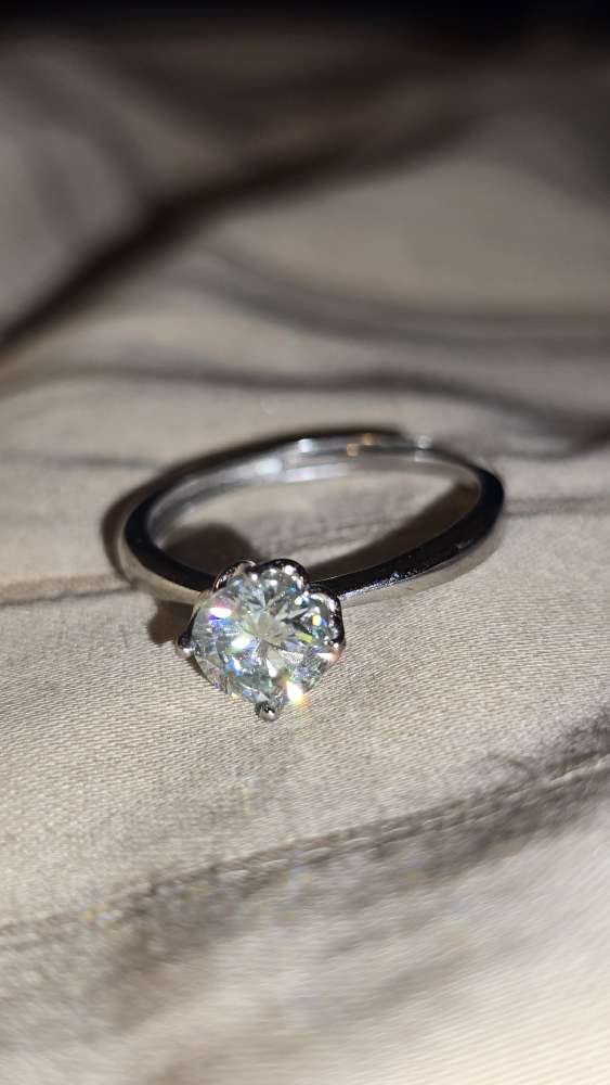 Adjustable Moissanite Silver Ring