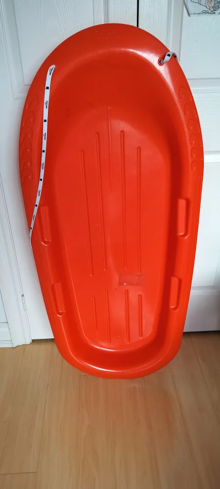 Orange Plastic Toboggan Snow Sled thumbnail