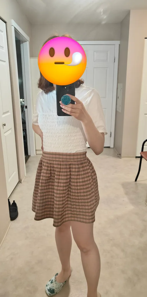 Plaid Mini Skirt with White Blouse Top Set 💖 image indicator(3)