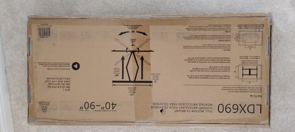 Kanto LDX690 Full Motion TV Mount 40"-90" image indicator(2)