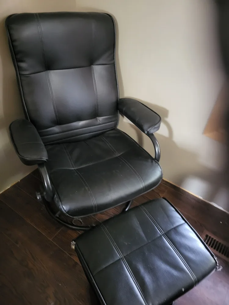 Black Swivel Recliner Chair with Ottoman thumbnail