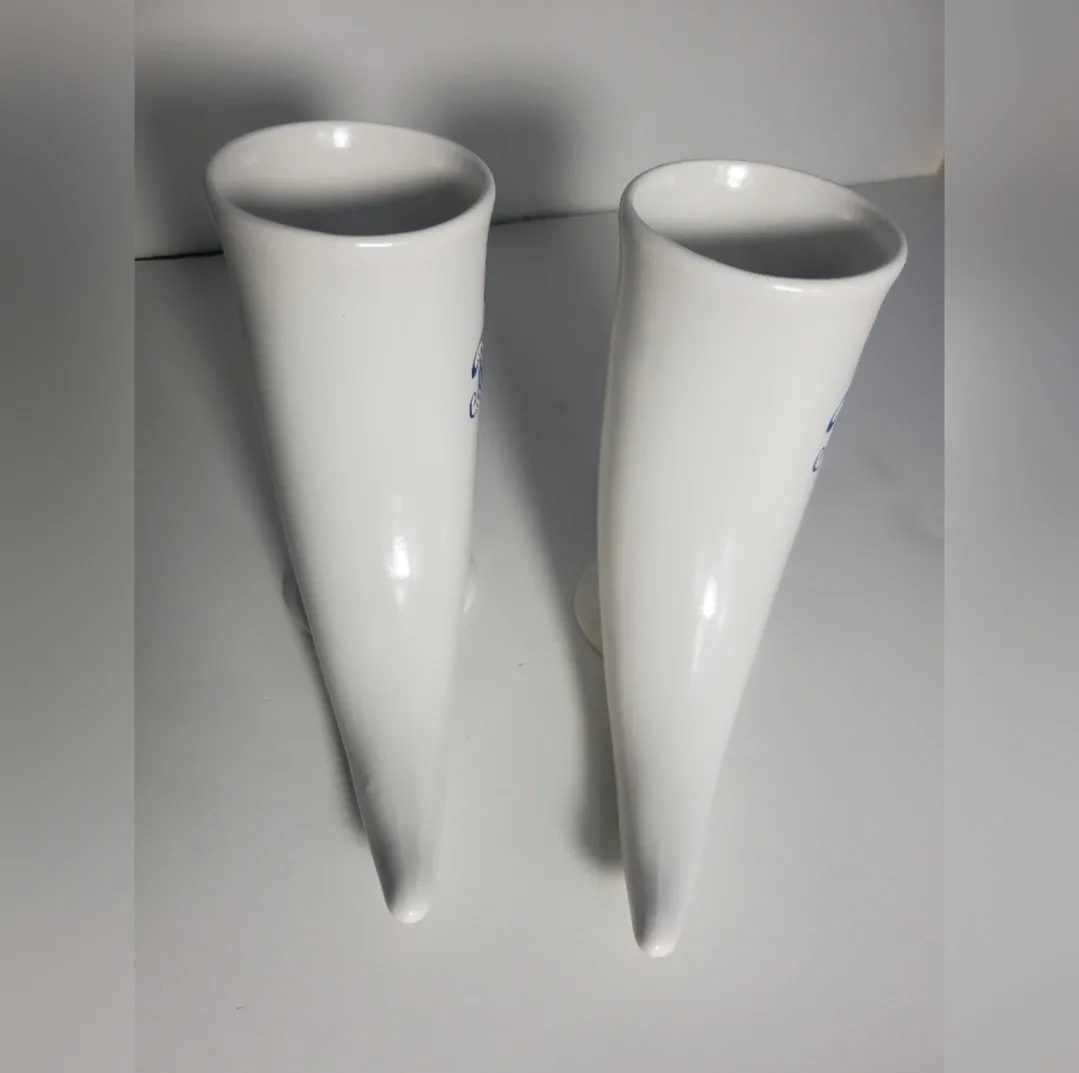 2 Vintage Tuborg Danish Mug White Beer Ceramic Drinking Horn image indicator(3)