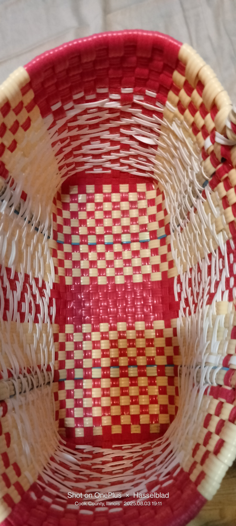 Handmade Woven Basket - Red, Yellow, White - photo 2