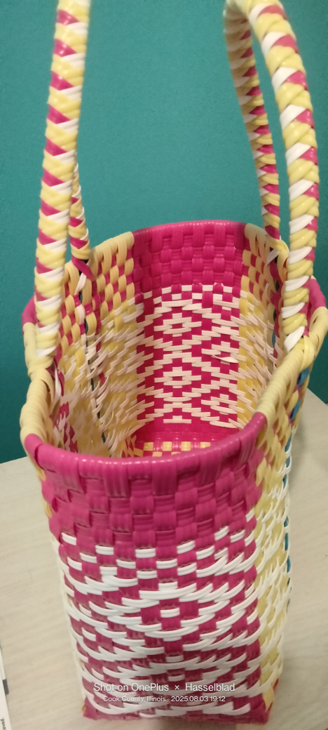 Handmade Woven Basket - Red, Yellow, White - photo 3