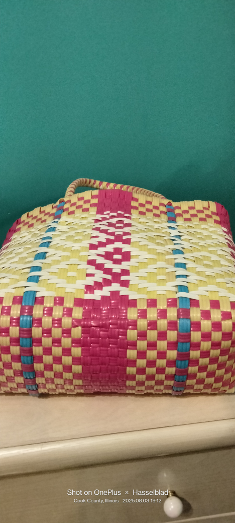 Handmade Woven Basket - Red, Yellow, White - photo 4