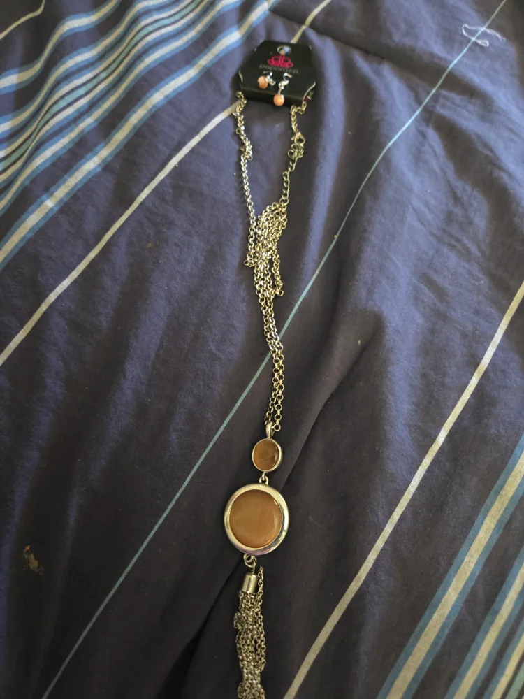 Paparazzi Brown Stone Necklace & Earring Set thumbnail