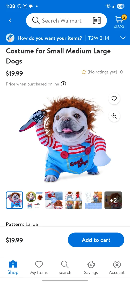 Dog Costume - Chucky Pet Outfit, Size Med thumbnail
