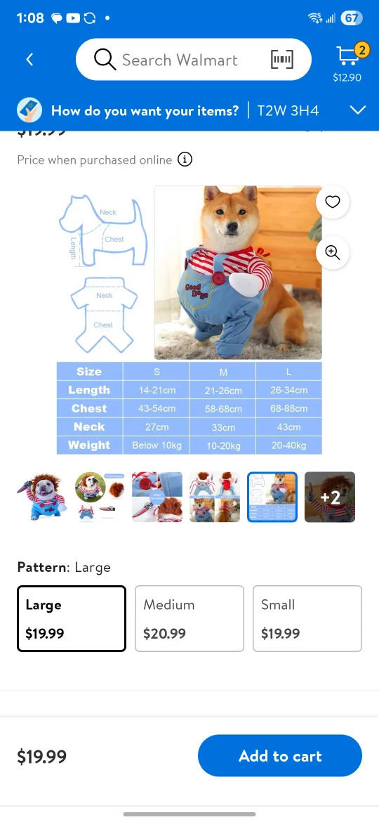 Dog Costume - Chucky Pet Outfit, Size Med image indicator(2)