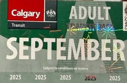 Calgary Transit Adult September 2025 Pass