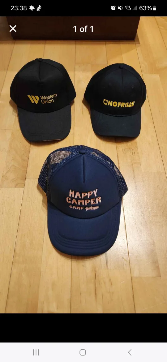Navy & Pink Happy Camper/ Black Hats, Caps thumbnail