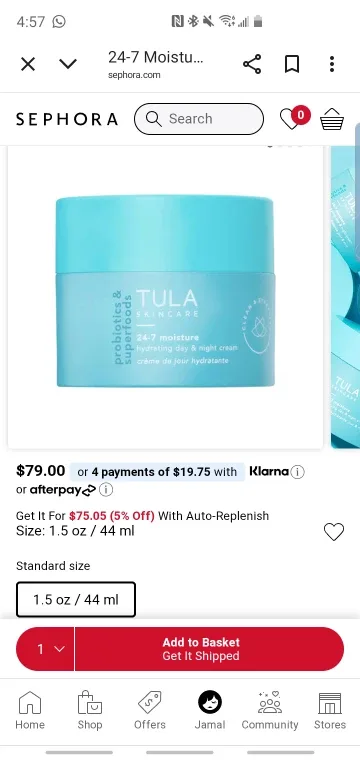 Tula Skincare 24-7 Moisture Hydrating Day & Night Cream 1.5oz thumbnail