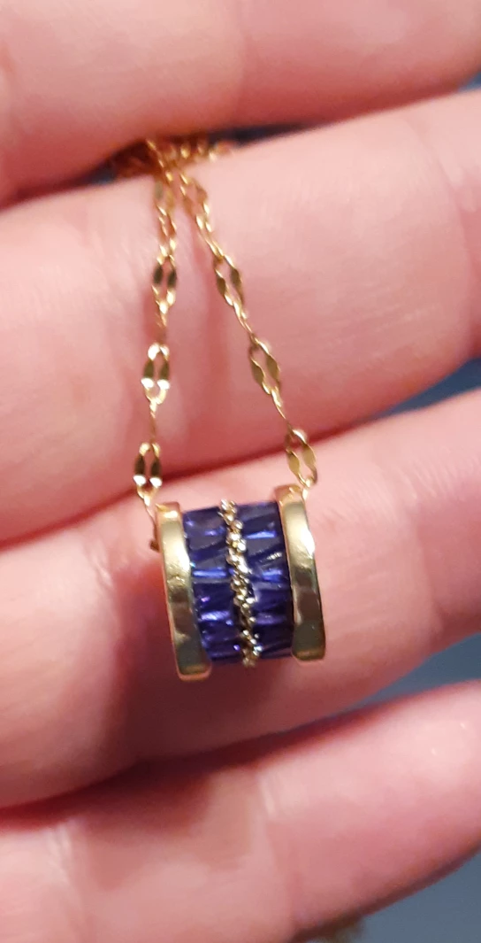 Gold Chain Necklace with Blue Stone Accent - photo 2