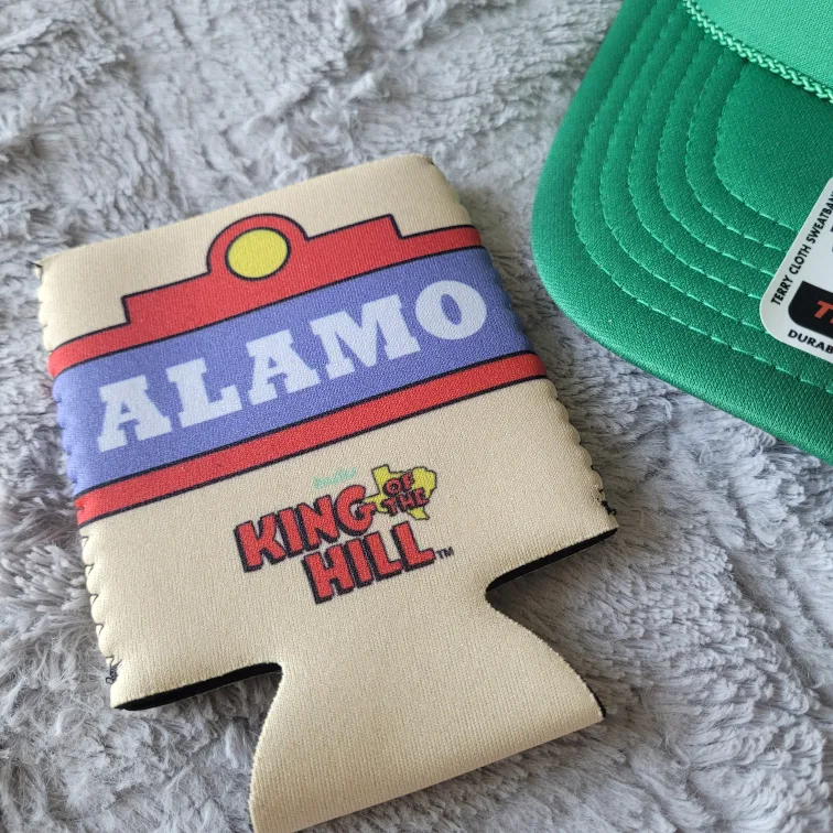 King of the Hill Hat & Alamo Drink Cozy - NEW image indicator(3)