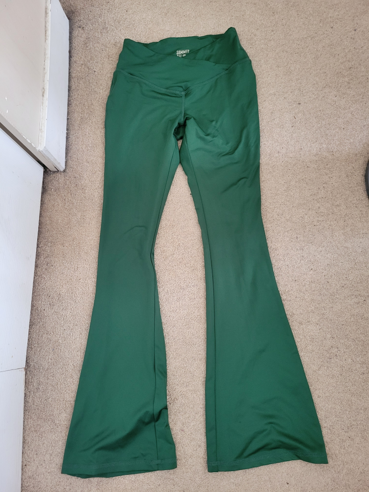SUMMER & ROSE Green Flare Leggings