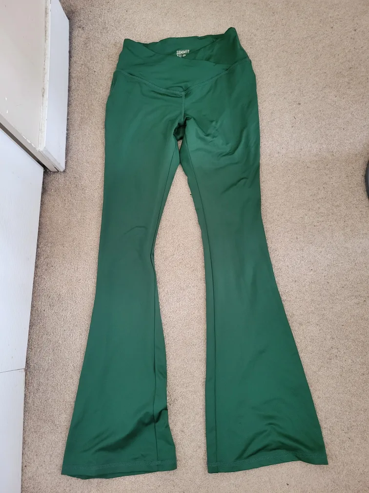 SUMMER & ROSE Green Flare Leggings thumbnail