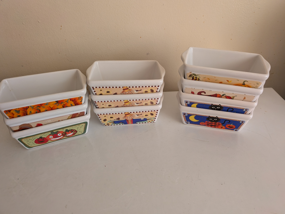 Set of 9 Fall-Themed Ceramic Loaf Pans