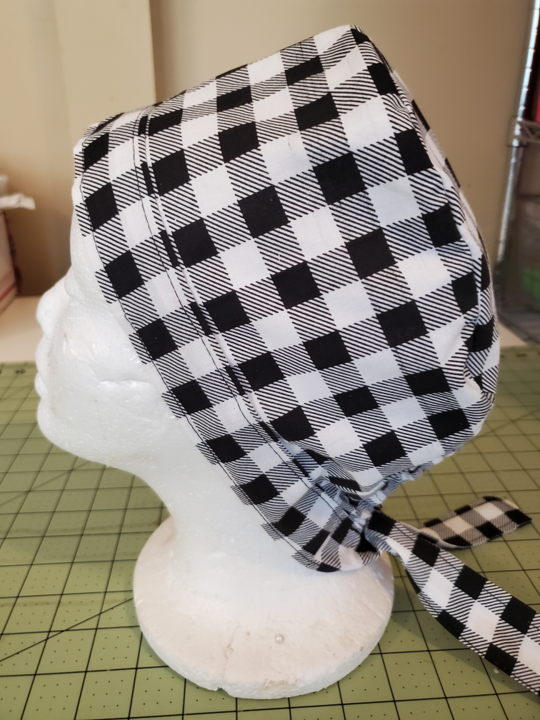 Hand Crafted Scrub Cap - Black and White Checkered