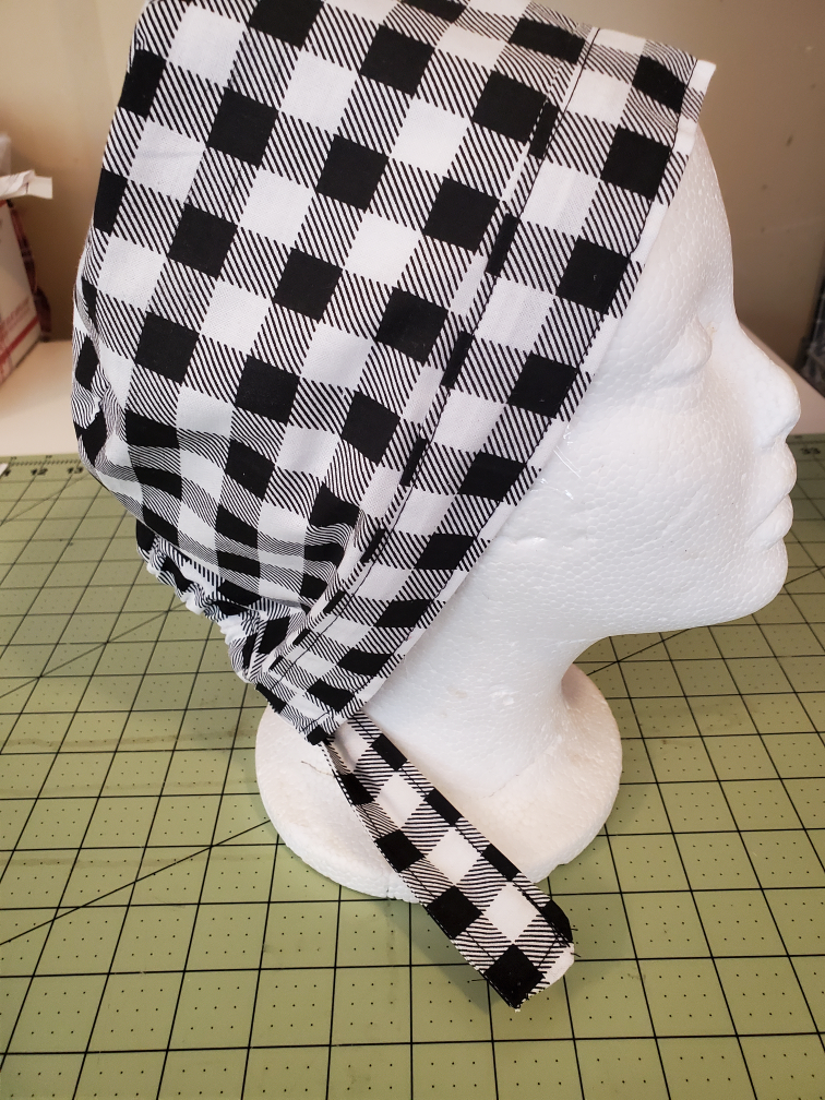 Hand Crafted Scrub Cap - Black and White Checkered - photo 3