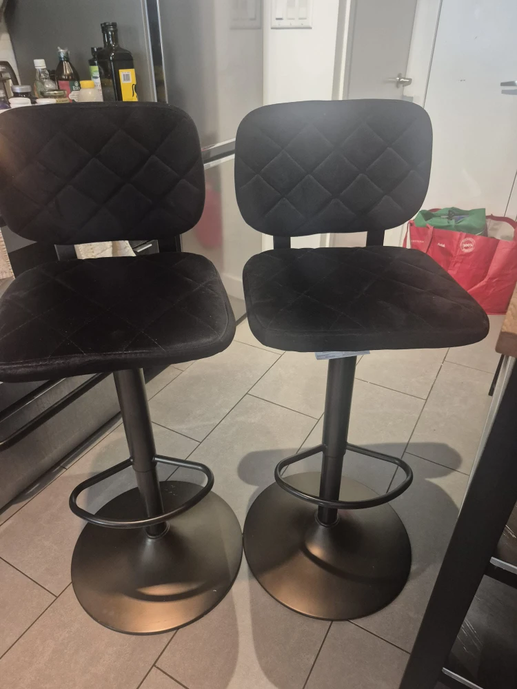 Set of 2 Black Velvet Bar Stools