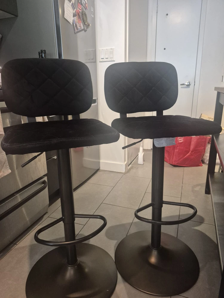 Set of 2 Black Velvet Bar Stools - photo 3