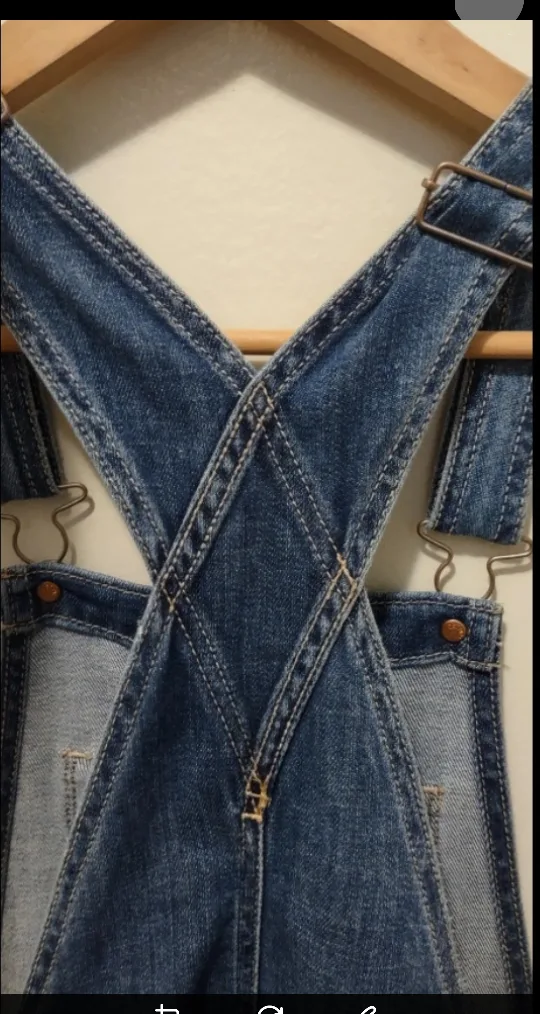 (NEW) American Eagle Distressed Denim Overalls image indicator(5)