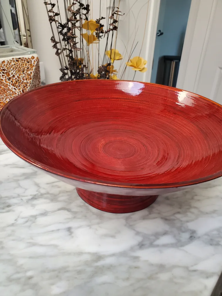 Red Decorative Bamboo fruit Bowl thumbnail