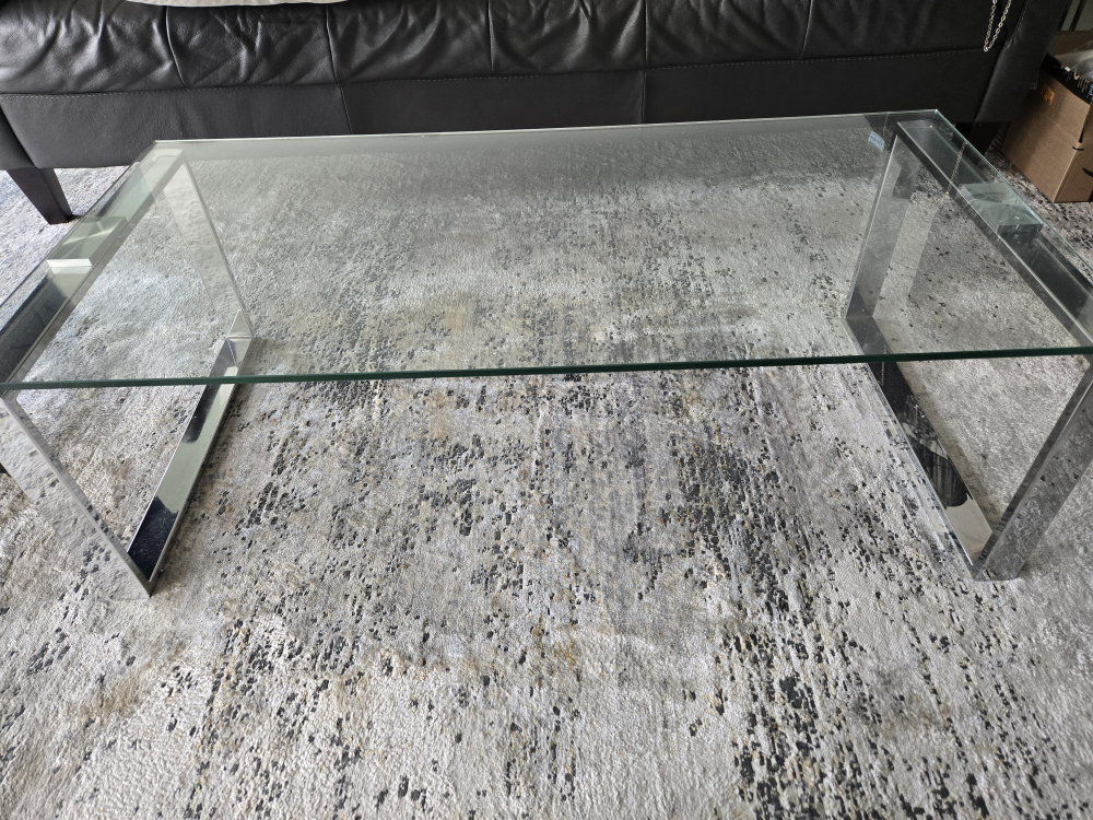 Glass Coffee Table with Chrome Legs