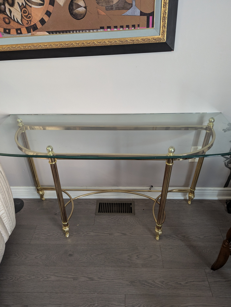 Glass Top Console Table - Gold Finish