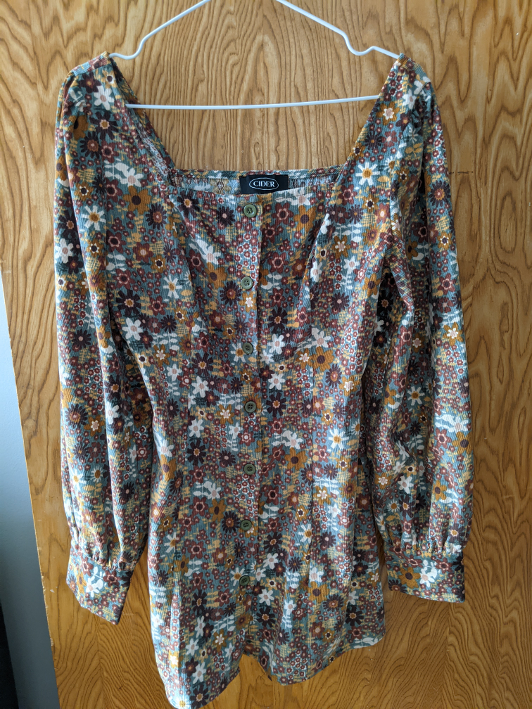 Cider Floral Corduroy Autumn Mini Dress. Pick up in Braeside Sw