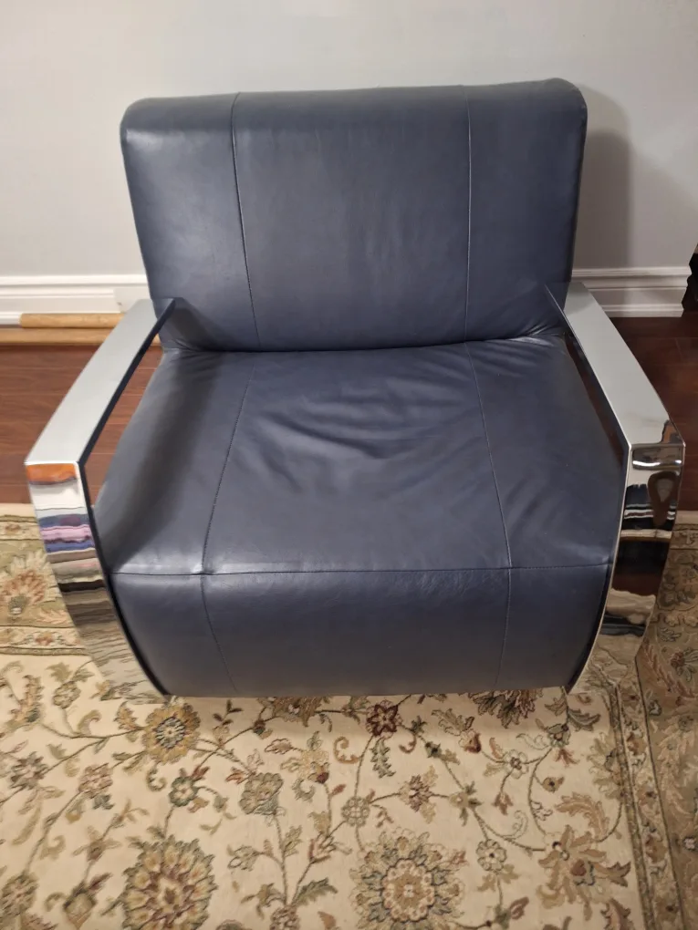EQ3 Leather Rocking Chair - Blue thumbnail
