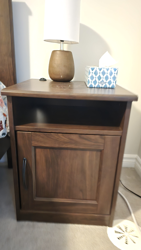Brown Wood Nightstand with Door