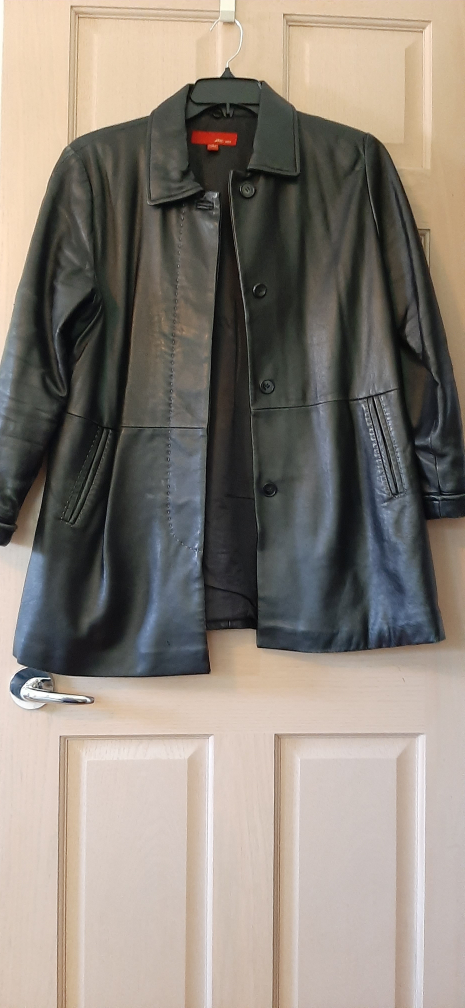 Via Spiga Black Leather Coat