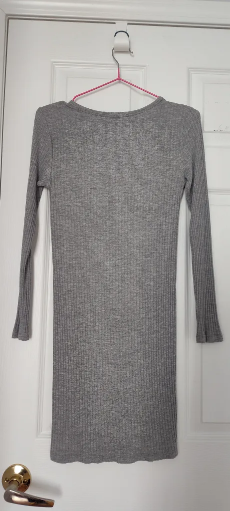 Antistar Grey Ribbed Long Sleeve Dress image indicator(2)