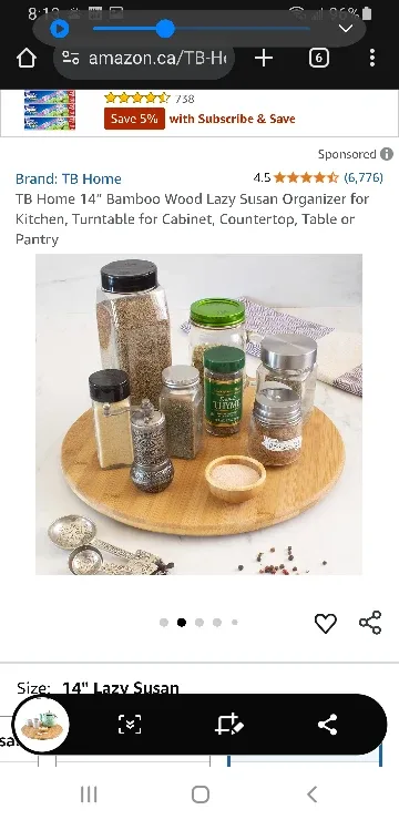 TB Home 14" Bamboo Wood Lazy Susan image indicator(2)