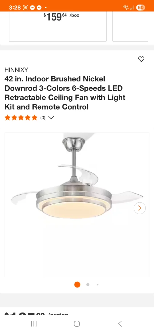 Hinnixy 42in Brushed Nickel LED Ceiling Fan thumbnail