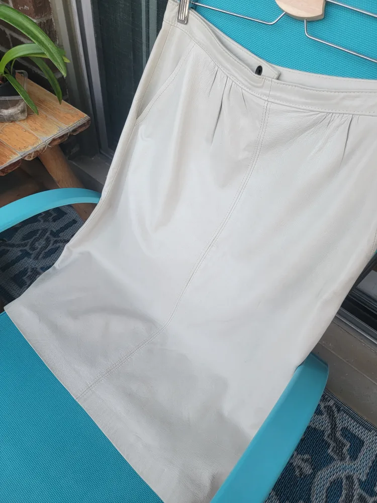 Leather Skirt & Jacket Set - Cream Colour image indicator(2)