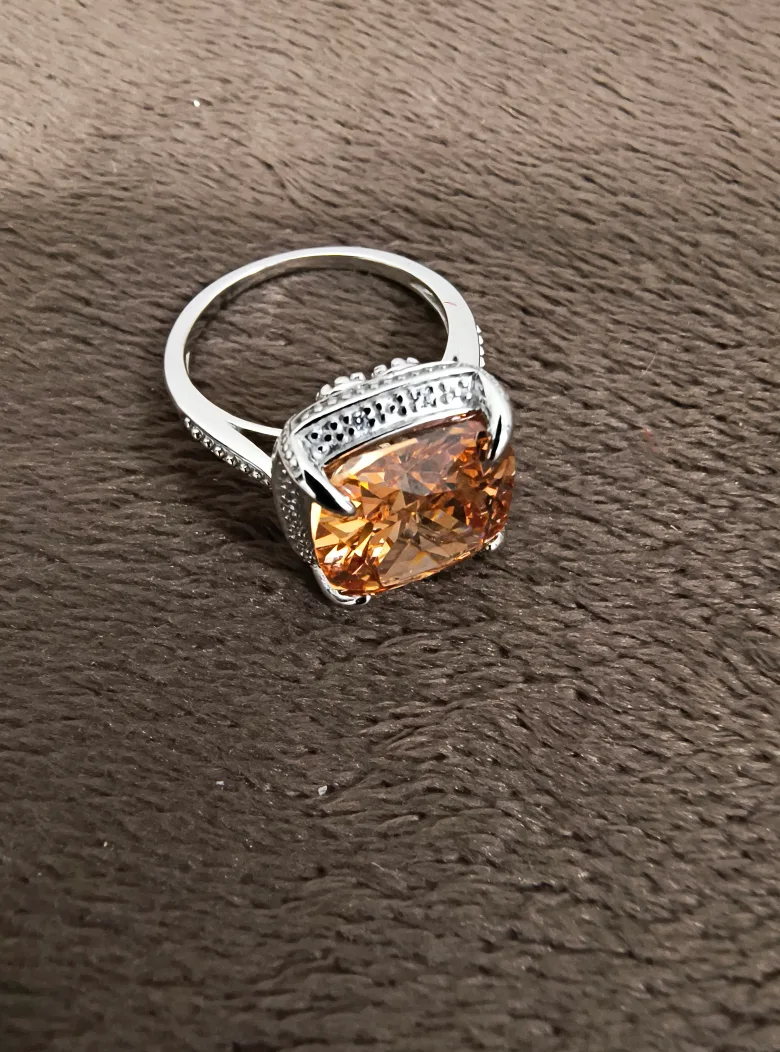 Sterling Silver Citrine Ring size 8 thumbnail