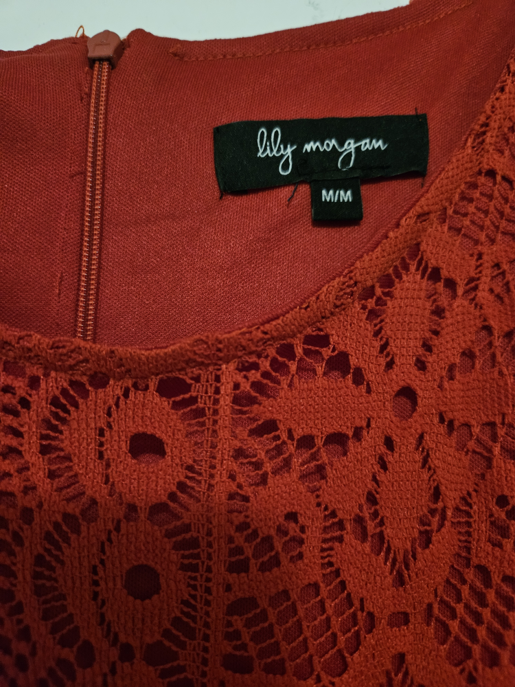 Lily Morgan Red Lace Dress Size M/M - photo 2